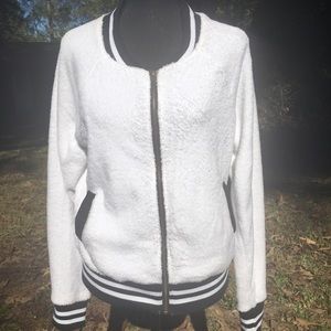 Black/White Soft Bomber Jacket Sz Large